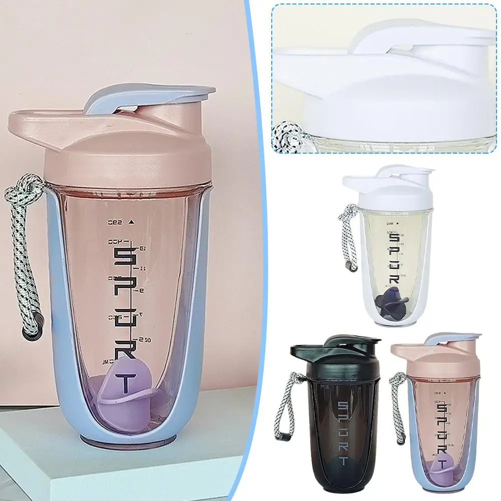 

590ml Sports Shaker Water Bottle Protein Powder Milkshake Cup With Accessories Scale Fitness Water Mixing Outdoor Gym Drink G2N1