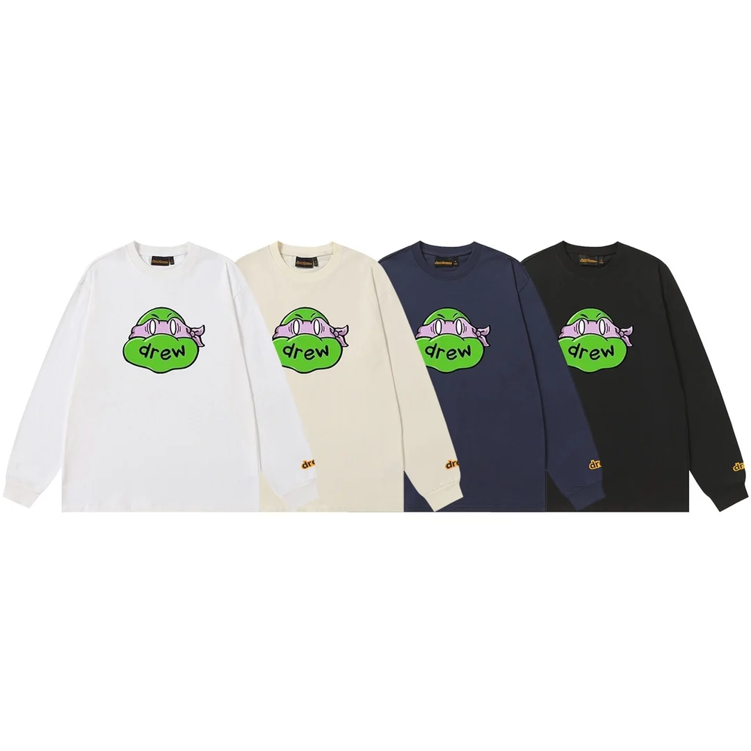 

Drew House Autumn And Winter Loose Fitting Blindfolded little turtle Print Men's and Women's Round Neck Street Fashion Coat