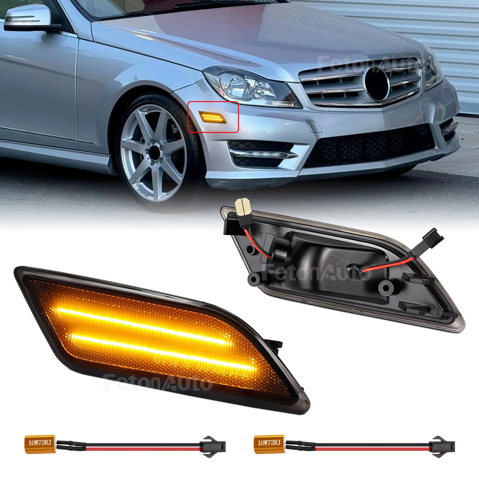 LED Fender Driving Side Marker Front Bumper Indicator Light For Mercedes Benz C-Class W204 C250 C300 C350 C63 AMG 2012-2014