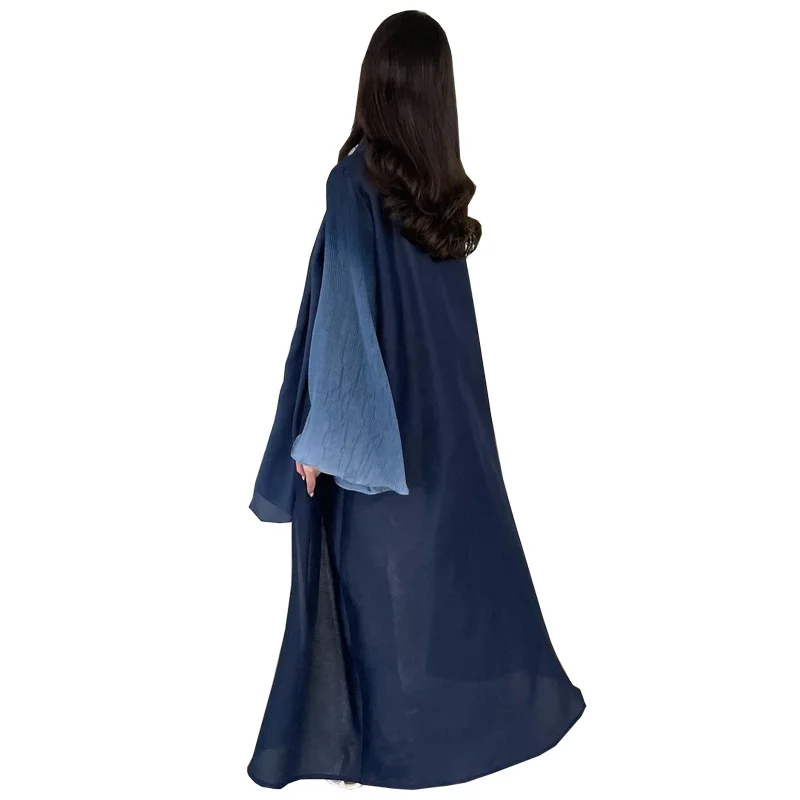 High Quality Open Abaya 2025 Women's Muslim Dress Gradient Cardigan Plus Size Pleated Long Modest Robe