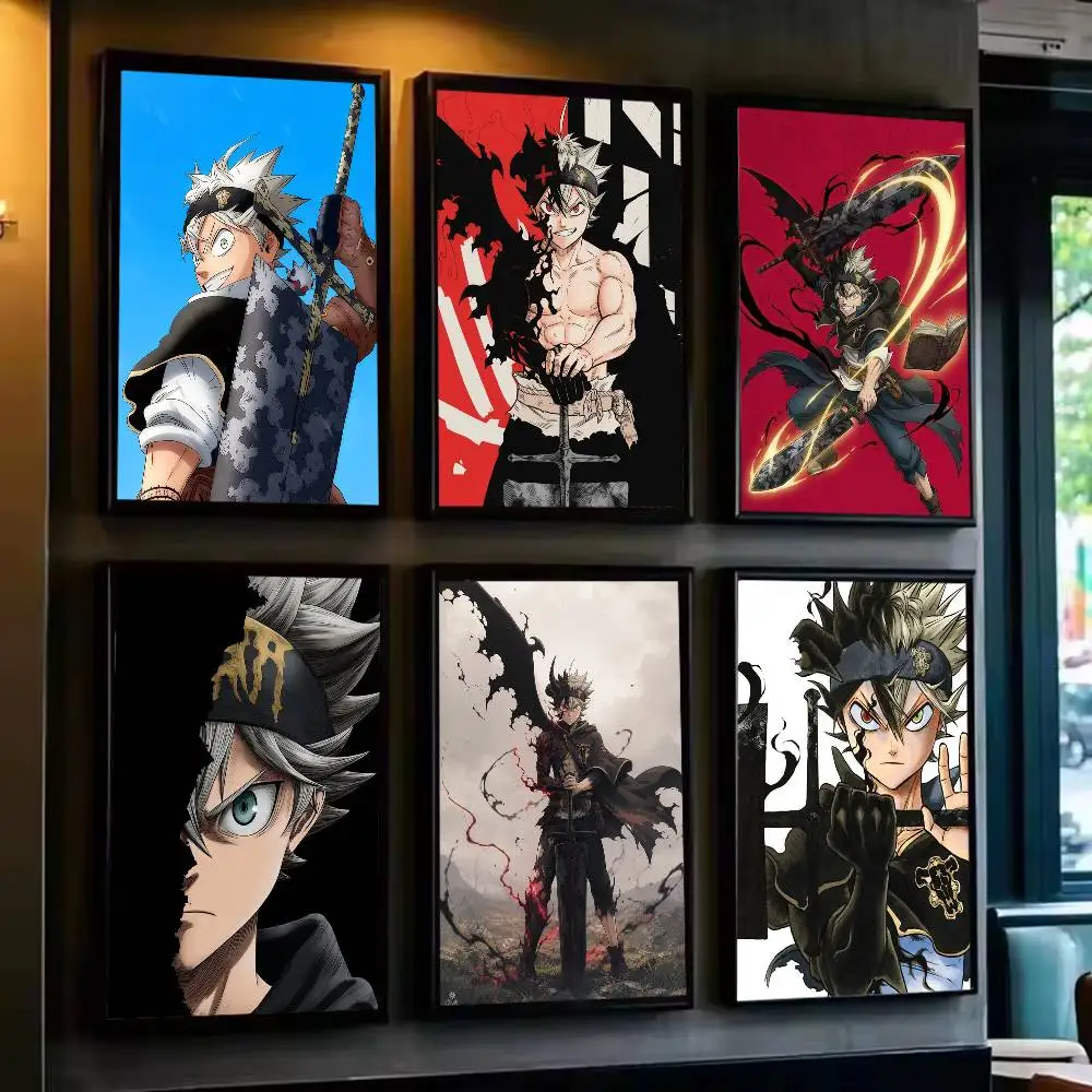 B-Black Clover A-Asta Poster Versatile HD Waterproof Wall Art Self-Adhesive Decor for Any Space Ideal Gift