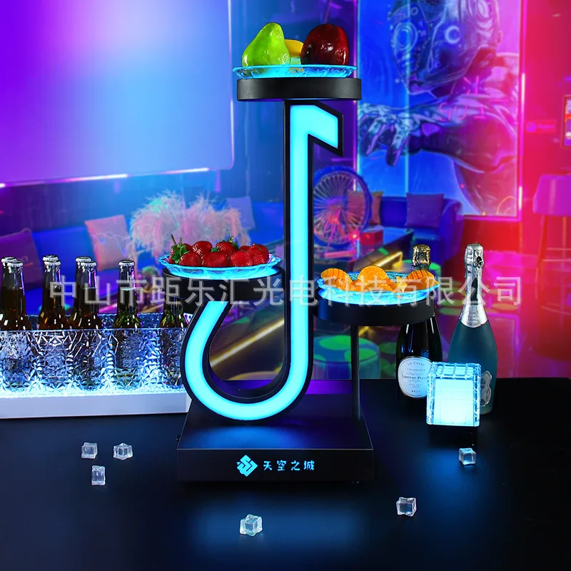 

Bar luminous fruit plate ktv creative shake music note number three-layer fruit platter nightclub clear bar snack plate snack pl