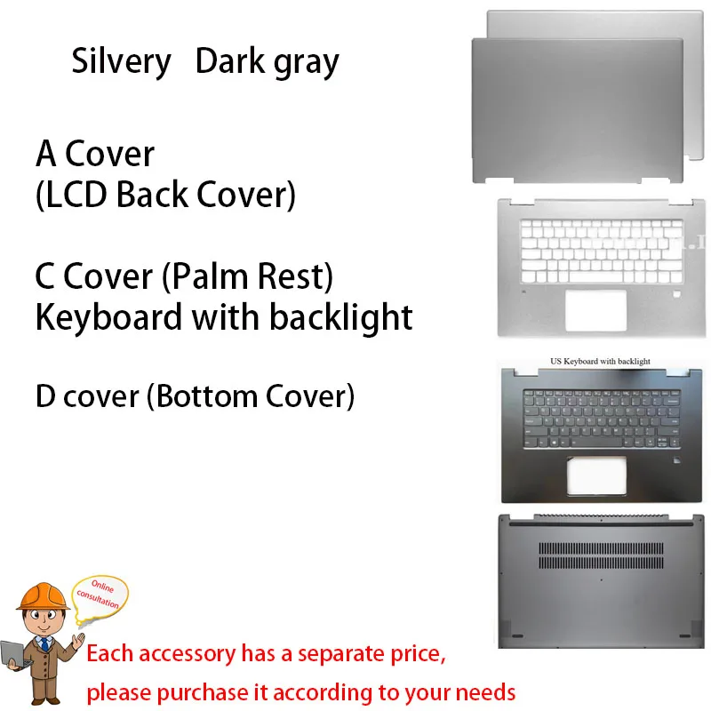 NEW For Yoga 720-15 720-15IKB Laptops Computer Case Laptop LCD Back Cover/Hinges/Palmrest/Bottom Case AM1U000110
