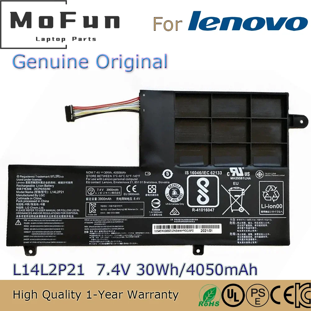 Brand New Original L14L2P21 7.4V 30Wh 4050mAh Laptop Battery for Lenovo Yoga 510-14IKB 510-15ISK L15M2PB1 L15C2PB1