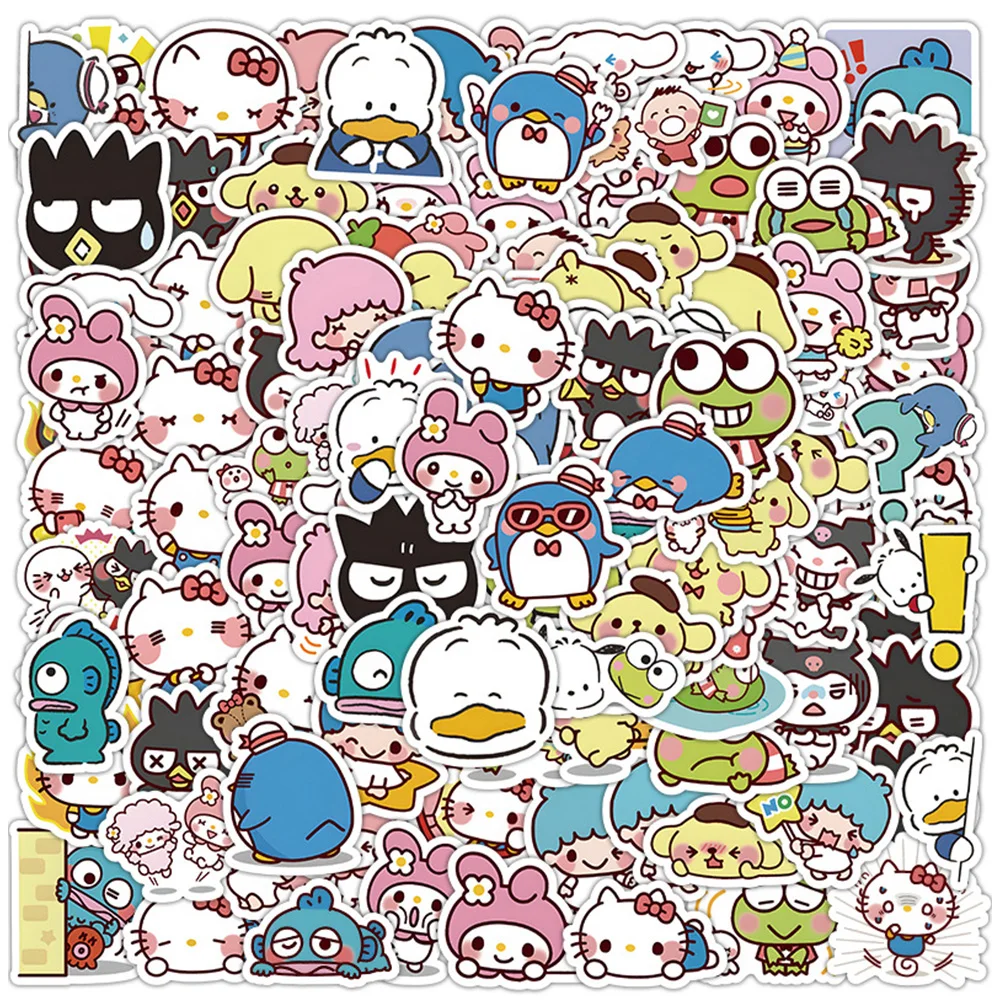 

10/30/60/120pcs Mix Sanrio Cartoon Stickers Aesthetic Kuromi Hello Kitty Cute Decals Kids Toys DIY Guitar Water Bottle Wall Car