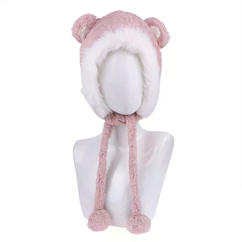 الخريف والشتاء الدراجات الدافئة ومتعددة الاستخدامات حماية الأذن لطيف فروي الثعلب الفراء الدب الأذن قبعة تبدو صغيرة قطعتين هود وشاح مجموعة #6