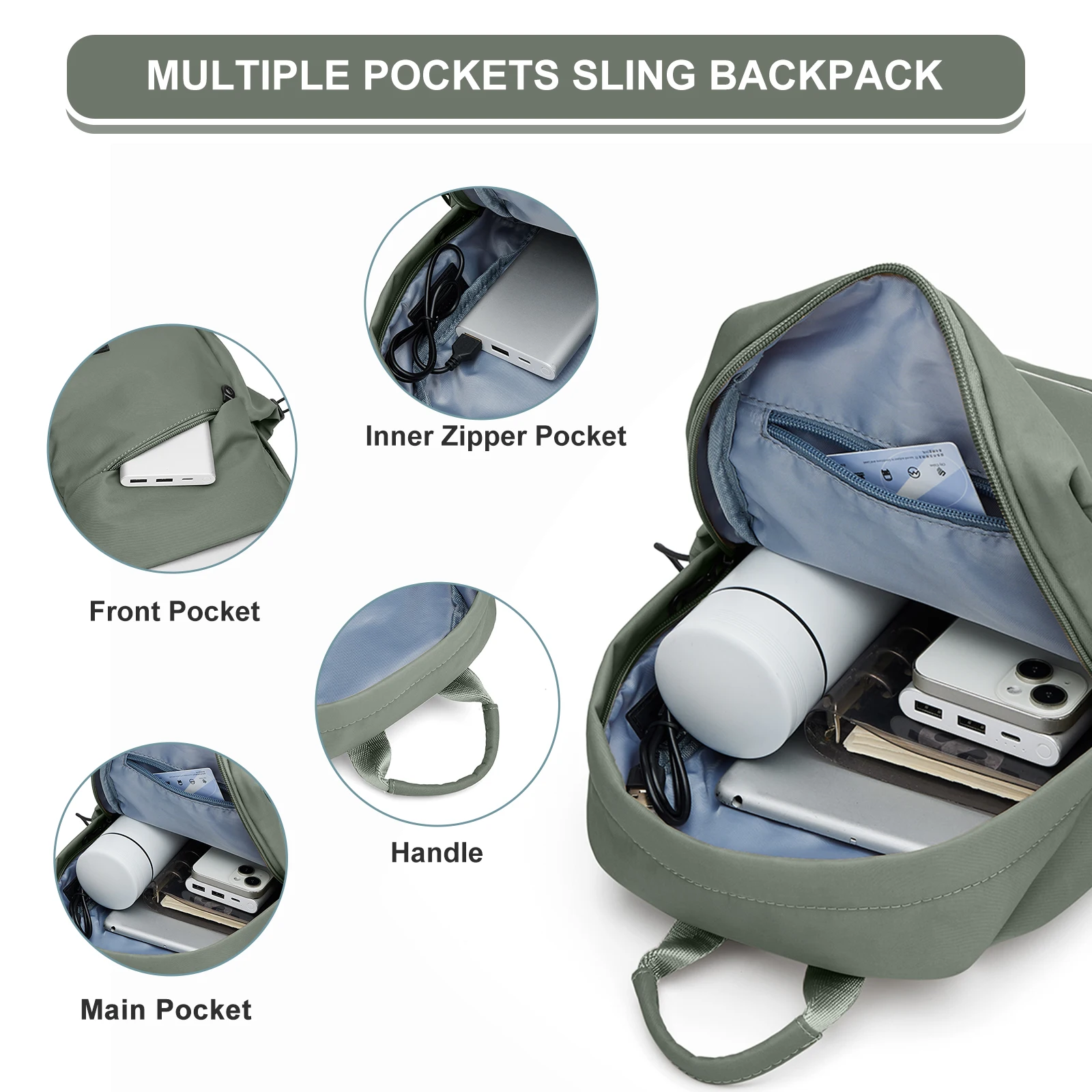 حقيبة صدر للرجال ، حقيبة كتف ، ركوب الدراجات في الهواء الطلق ، حقيبة كتف واحد ، حقيبة ظهر ذات سعة كبيرة مع USB ، مضادة للرش ، عصرية