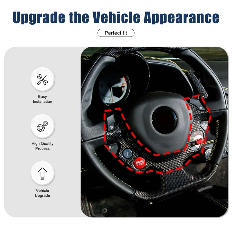 

True carbon fiber Steering wheel button decorative panel cover For Ferrari 458 Italia 458 Spider 458 Speciale F142 2011-2016