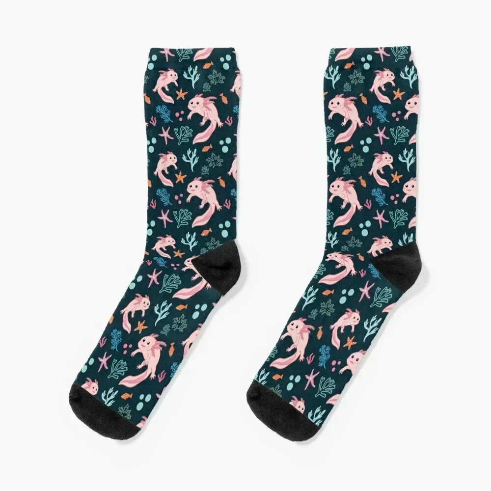

Kawaii Pink Axolotl Coral Pattern Socks kids luxury man Men Socks Luxury Brand Women's