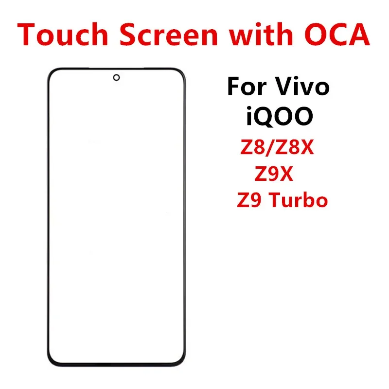 Outer Screen For Vivo iQOO Z9 Turbo Z8 5G Z8X Front Panel LCD Display Touch Glass Cover Lens Repair Parts + OCA