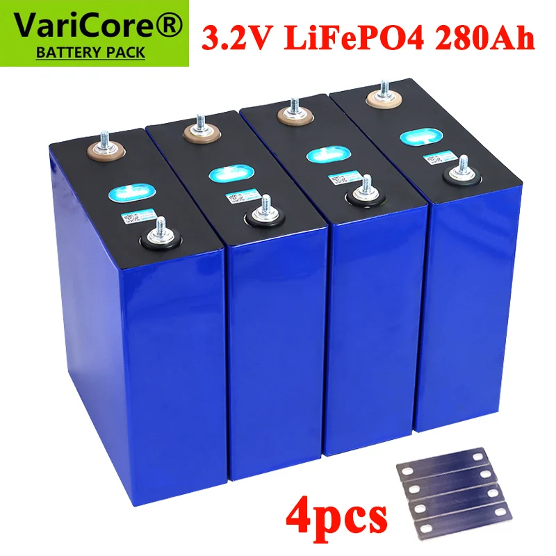 4pcs 3.2V 280AH LiFePO4 battery Lithium iron phospha batteries for 12V Electric car RV Solar Energy storage system Welded Stud