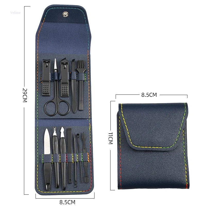 12 Piece Complete Home Manicure Pedicure Tool Set Nail Clipper Nail Cutter Cuticle Scissors Grooming Kit Beauty Gift Box
