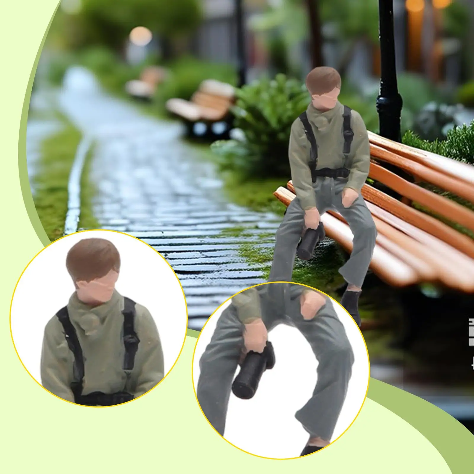 

Модель 3D-фигурки фотографа-мужчины в масштабе 1:64, миниатюрные фигурки для микроландшафта, оформления железнодорожных макетов, декора рабочего стола