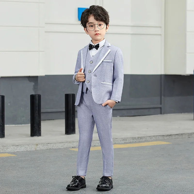 Children Boys Suits Gentleman's Formal Suits For Kid Flower Boy Wedding Host Photography Performance Costume Elegant Suit Outfit