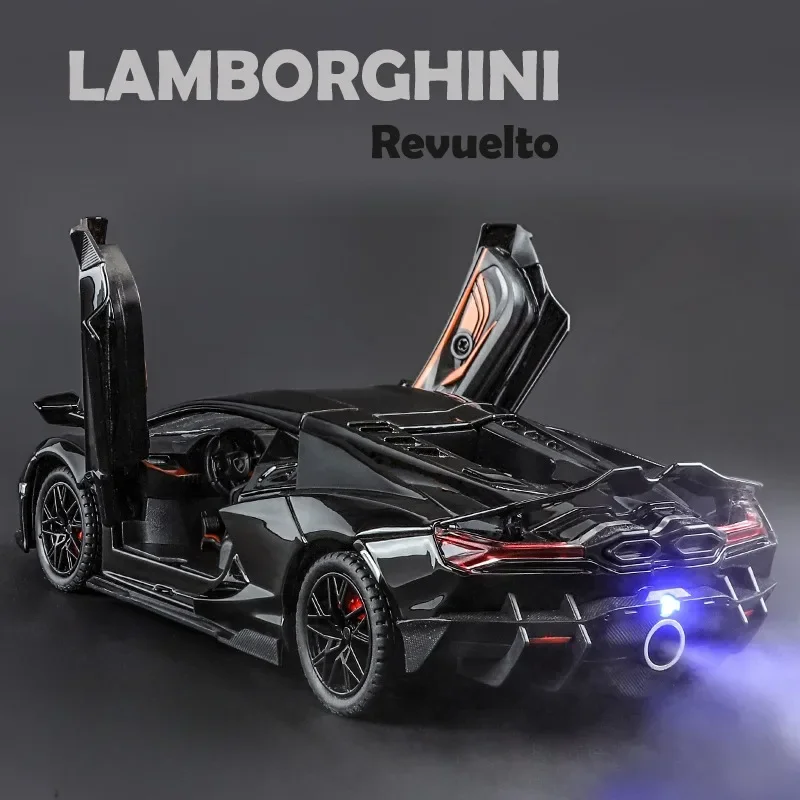 Spray 1/24 Scale Lambor Revuelto Alloy Car Model Sound Light Diecast Toy Vehicles Children Boy toy Collective Miniature Voiture