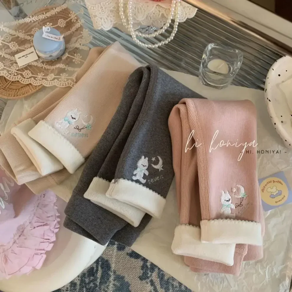 Mädchen-Fleece-Leggings, warm und bequem, dicke Kinderhosen, Winter-Fleece-Overall, süße, lässige, dicke Hosen für Kinder. – Detail 4