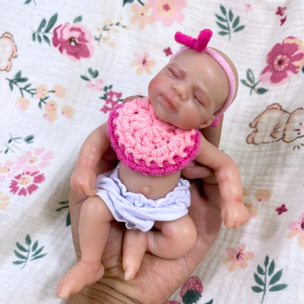 Mini 15 سنتيمتر 6 بوصة كامل الجسم سيليكون تولد من جديد دمية طفل Pascale فتاة نابض بالحياة كامل الصلبة سيليكون قابل للغسل دمية لعبة هدية عيد ميلاد