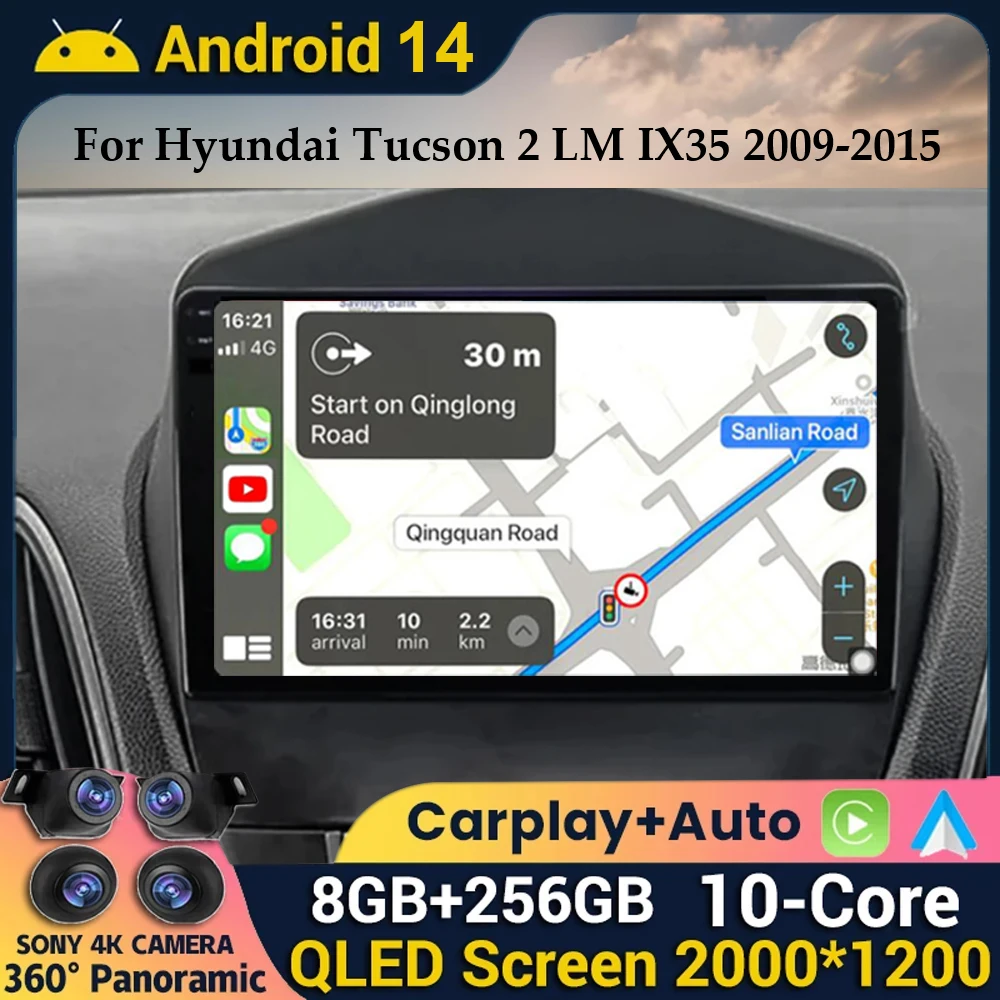 

Android 14 WIFI+4G Carplay DSP Car Radio For Hyundai Tucson 2 LM IX35 2009 2010 2011 2012 2013 2014 2015 Multimedia Player GPS
