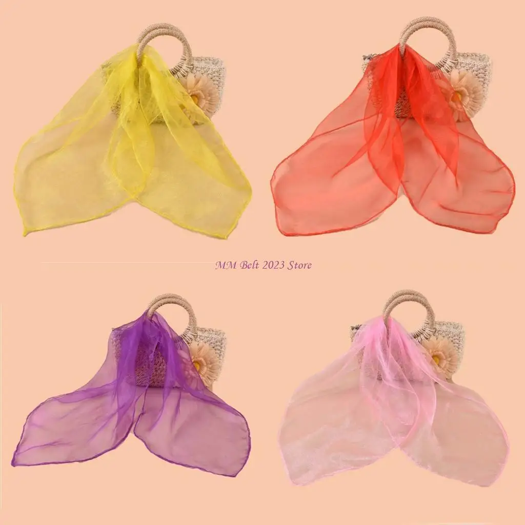 

49ME Stylish Square Scarf Hair Neck Decoration 50s Fashion Assorted Color Wrinkle Resistant Silk Neckerchief