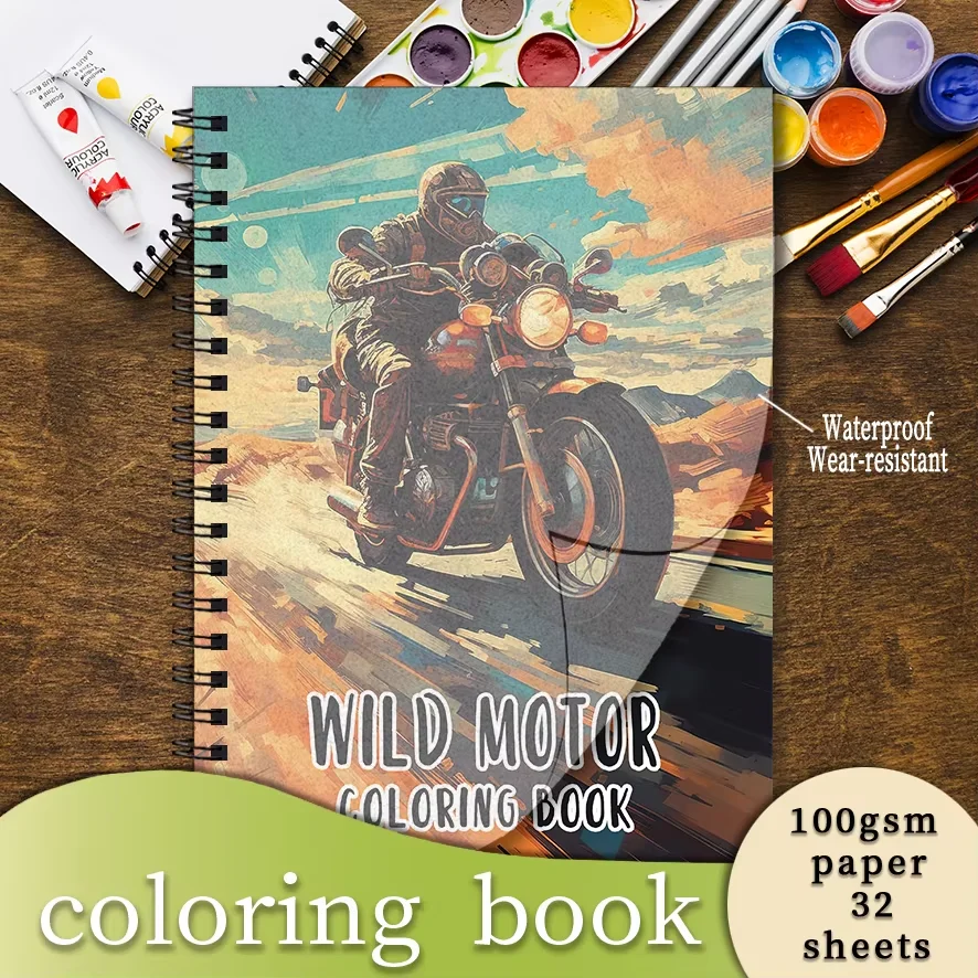 Cool Motorcycle Coloring Book - 8.3 x 11.2 inches, 32 pages - Great for stress relief and a back-to-school gift for your family
