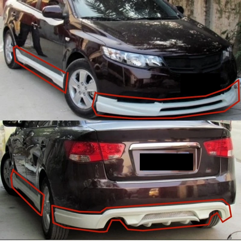 

Передняя лопата, задняя губа, боковые юбки для Kia Forte 2009-2013, модифицированный новый стиль, неокрашенный комплект кузова автомобиля