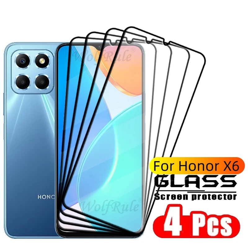 

4pcs For Huawei Honor X6 Glass Honor X6 Tempered Glass 9H Phone Protective Full Cover Glue 9H HD Screen Protector Honor X6 X 6