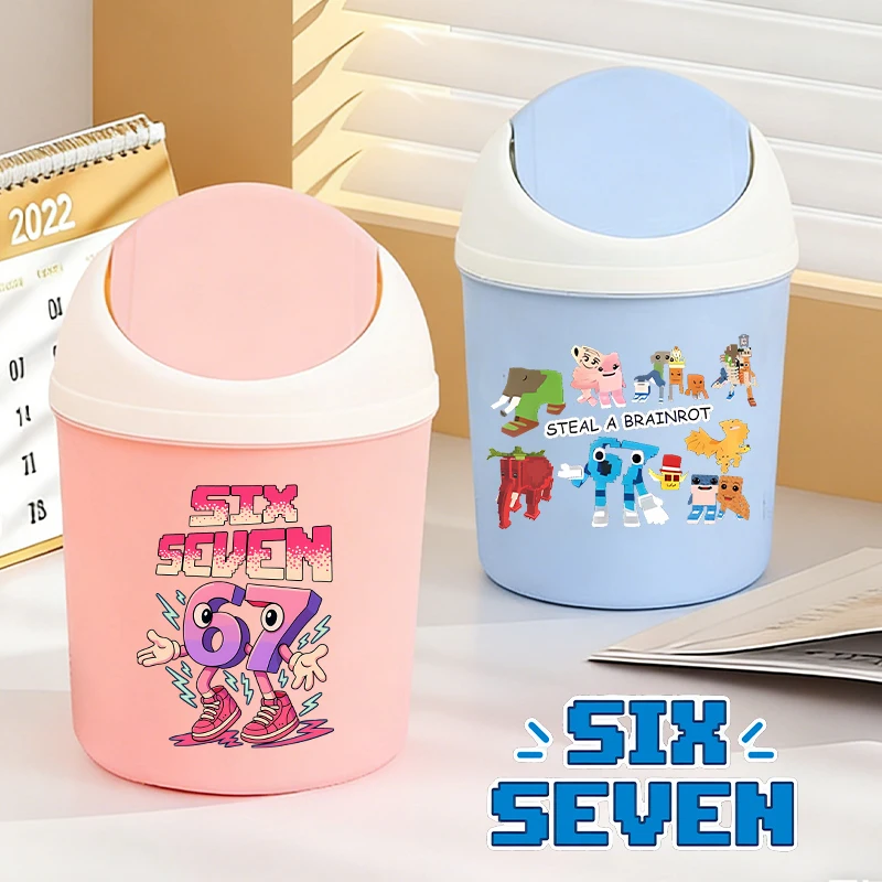 

Детские настольные мусорные баки Steal A Brainrot с крышкой, милый аниме-принт для дома и мальчиков, мини-корзина для мусора, чистый офис, коробка для рабочего пространства, игры, подарок