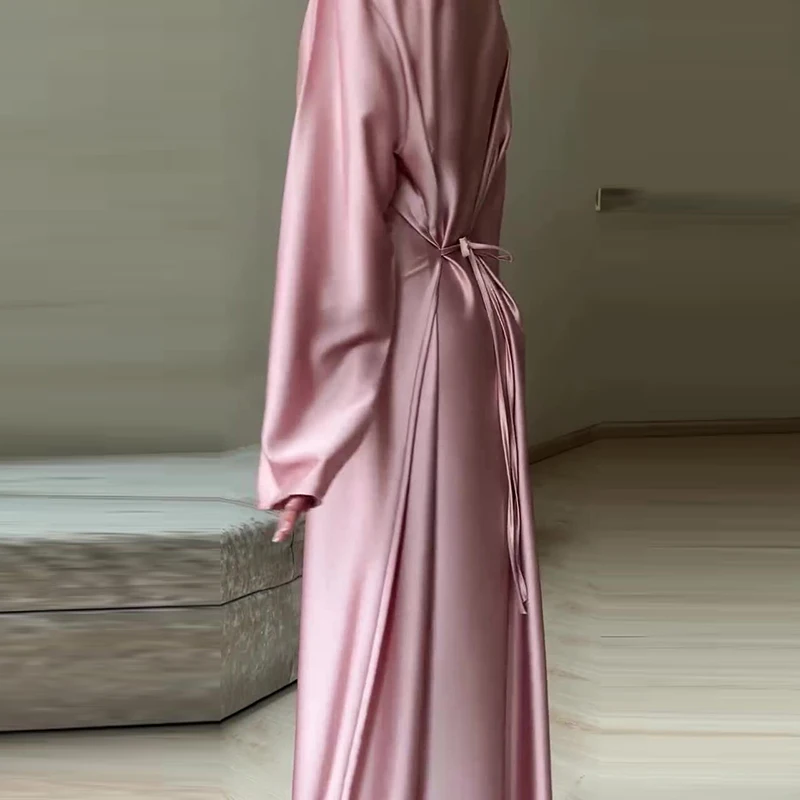 أنثى عادية س الرقبة كشكش المرقعة فستان الحفلات 2025 موضة عالية الخصر فستان ماكسي الخريف الشتاء مزاجه فستان بكم طويل