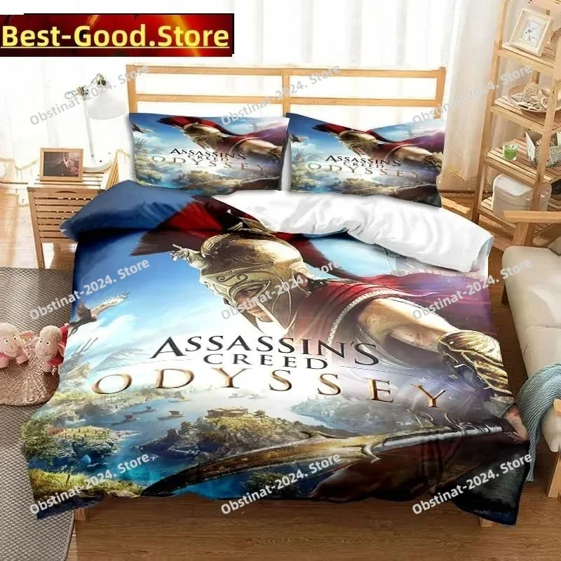 Juego de moda con estampado 3D, juego de cama con estampado de A-Assassins Creed, funda nórdica, funda de almohada, juego de cama, sábana de lino, funda de edredón de tamaño completo