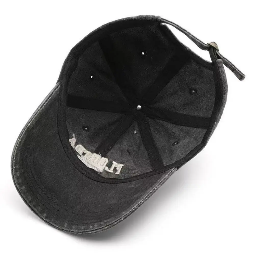 FLORIDA Embroidery Baseball Caps Gothic Street Punk Adjustable Distressed Faded Cap Hip-hop Washed Baseball Hats