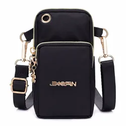Cross-body mobile phone bag men and women general hang neck wrist pocket purse stand-up purse with one shoulder headphone bag