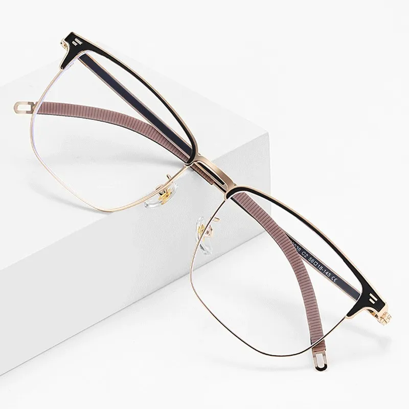 Neue Metall-Brillenfassung Quadratische Myopie-Brille für Herren Korrekturbrille mit Blaulichtfilter Lesebrille 319585