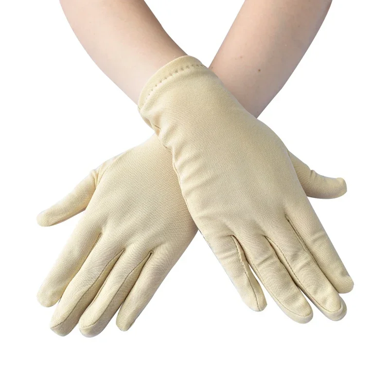 Guantes de satén para mujer, protector solar fino, Color sólido, rendimiento nupcial, baile, transpirable, conducción, Verano