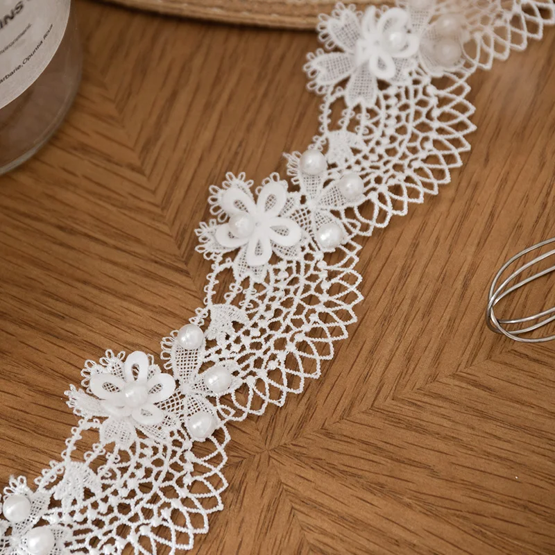 1 metro de alta calidad DIY colgante ropa hecha a mano accesorios de costura de encaje bordado Soluble en agua adornos de encaje con cuentas cintas