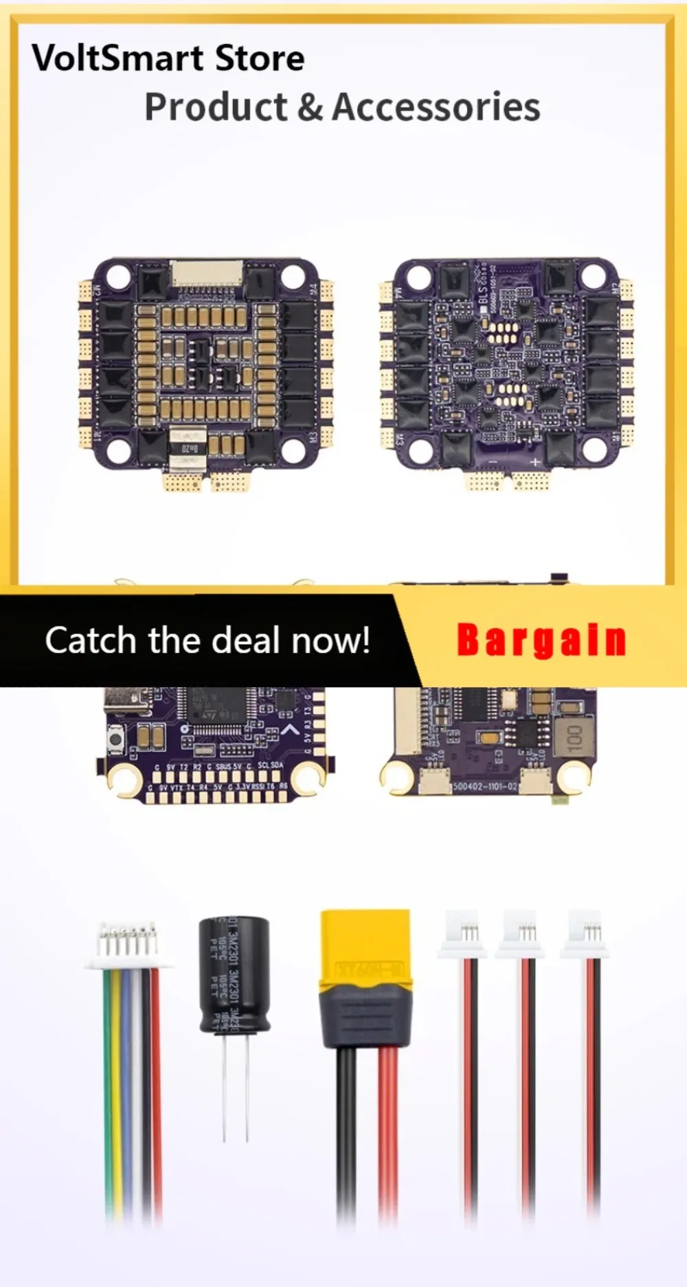 VoltSFlycolor Raptor Bls-04 F4 Tower 3v 5v 9v 50mhz Fpv Flight Controller 55a 65a 4-in-1 Esc 3-6s Stack