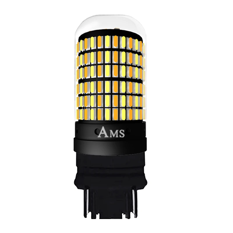 50PCS Signal Lamp P21w Led 7443 3157 Bulb 168smd Canbus brake light 1157 Led Bay15d P21/5w white amber dual color Light 12V