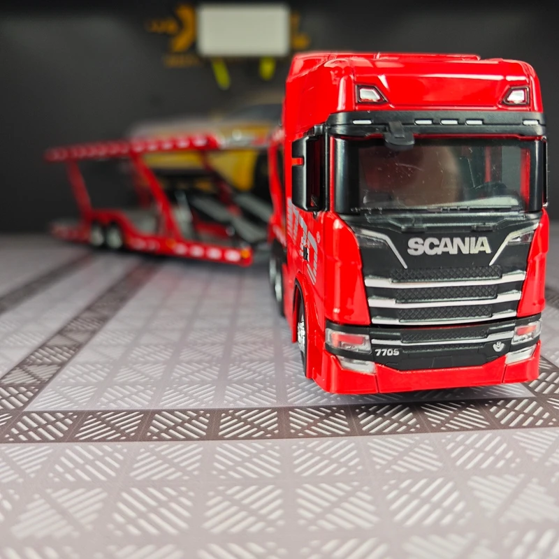 1:50 Simulation full alloy sliding Scania double decker transport vehicle engineering model doors can be opened