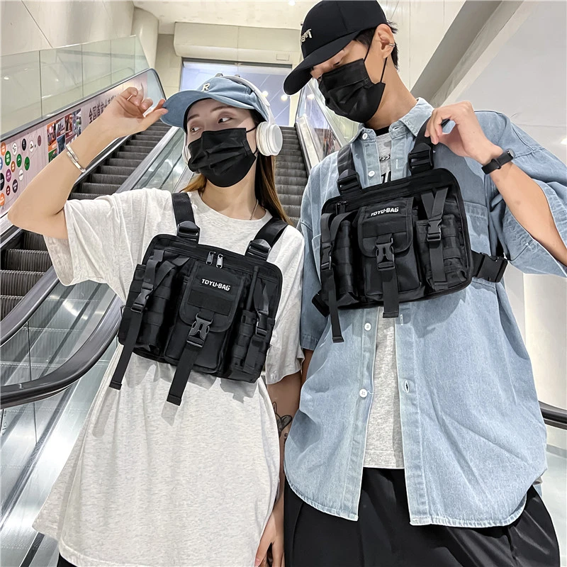 Hip Hop Unisex Chest Bag Functional Tactical Chest Rig Bag trend nylon Waist Pack Vest Streetwear Bag outdoor walkie-talkie pack