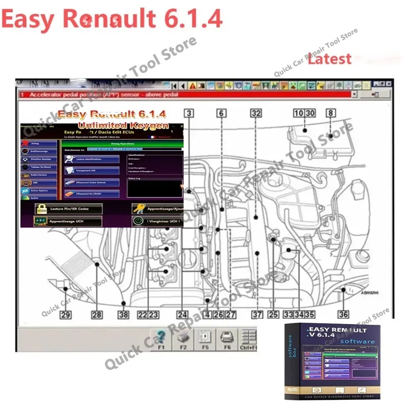 Hot Easy Renaul 6.1.4 for Renaul ECU Programmer Clear Crash Airbag Card Keys UCH Cleaner WORK with OBDLink Renolink Car software