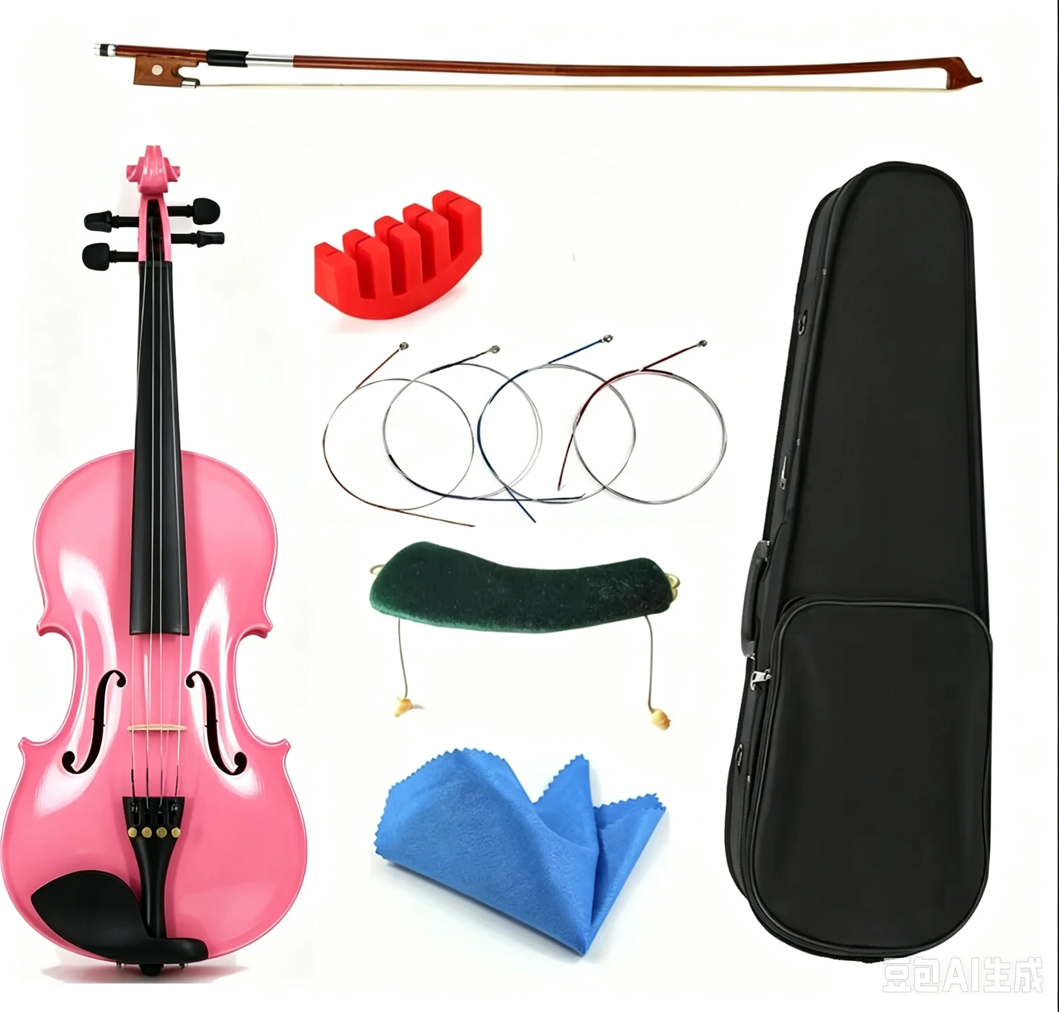 TONGLING Brand Student Beginner High Grade Solid Wood 4/4 Violino Fiddle Full Set Accessories Pink Violin