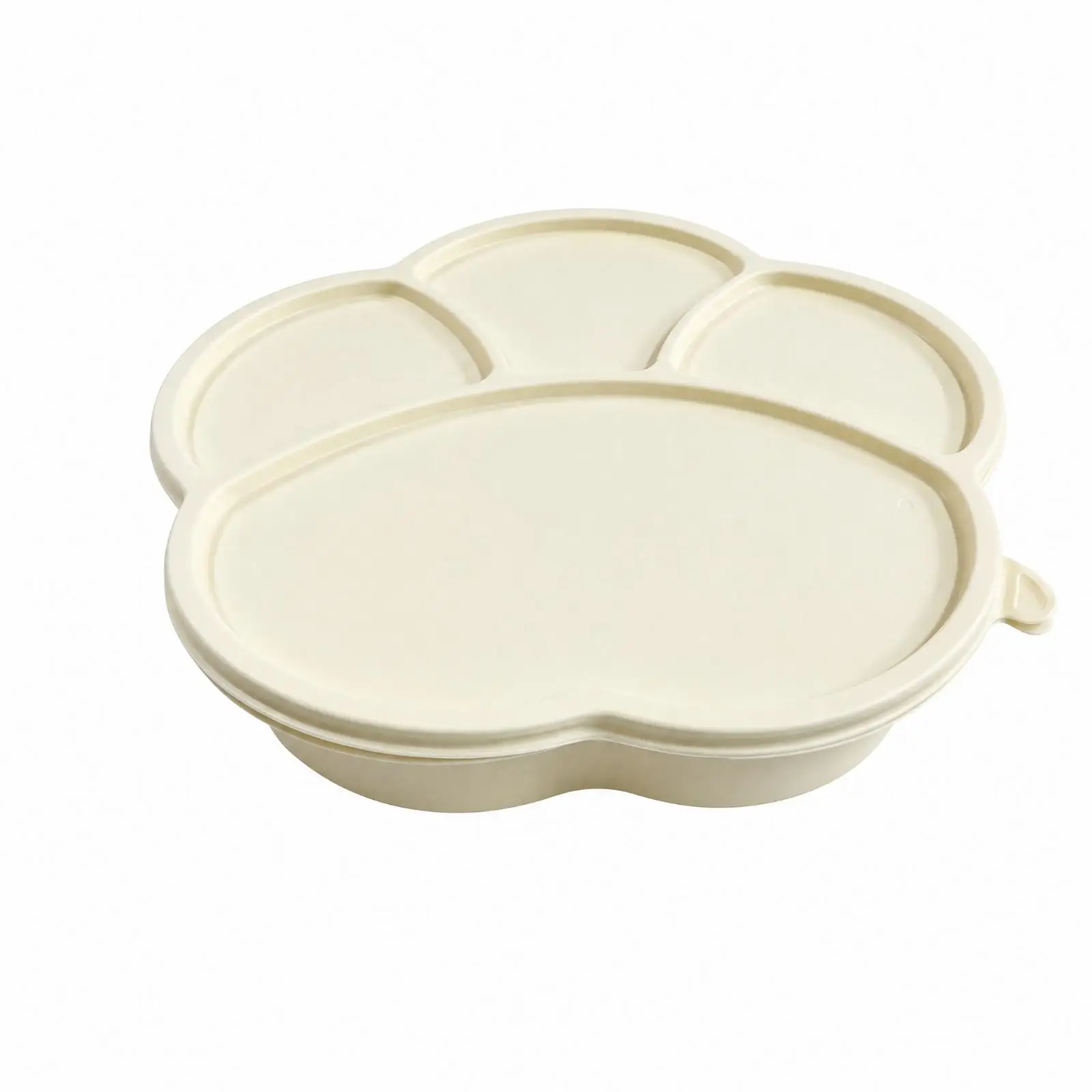 Eco Friendly Corn Starch Tray with Compartments and Lid Reusable Food Grade Lunch Container for Group Catering and Bento