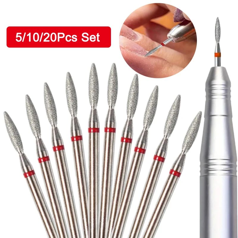 5/10/20Pcs Diamond Nail Drill Bit Tool Cuticle Clean Bit Milling Cutter for Manicure Electric Cutter Bits Dead Skin Removal Tool
