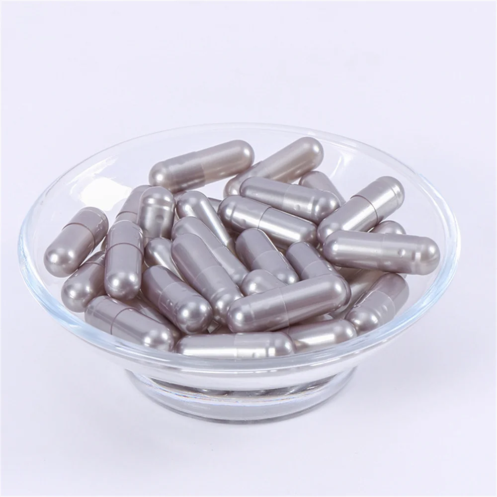 1000 pezzi di dimensioni standard 00 #   0 #   Capsule vuote Gelatina Grigio argento Capsule trasparenti rigide unite vuote Bottiglie riutilizzabili