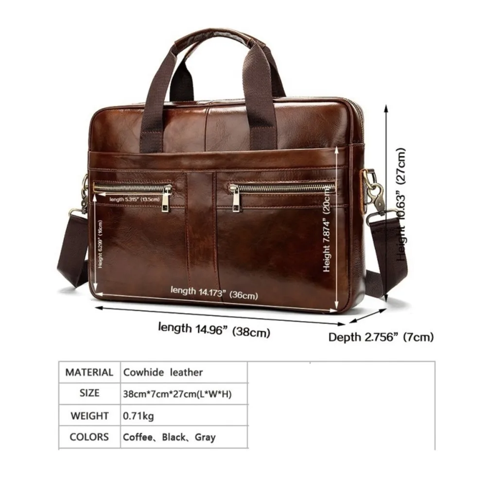 Men\'s Bag Genuine Leather Briefcase For Laptop Messenger Men\'s Leather Bag Business Portfolio For Document A4 Handbag Cross Bag