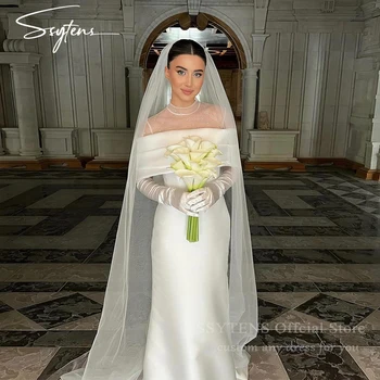 Ssytens ชุดเจ้าสาวสไตล์ซาอุดิอาระเบีย, ชุดยาวเปิดไหล่สำหรับงานแต่งงานชุดเดรสปาร์ตี้เด็กผู้หญิงตามโอกาสที่กำหนดเอง