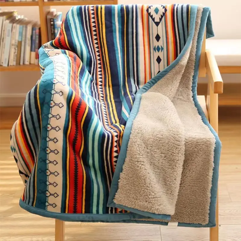 

2023 Double Multifunctional Blanket Thickened Warm Winter Lamb Coral Blanket Sofa Spring and Autumn Nap Blanket Home Textile