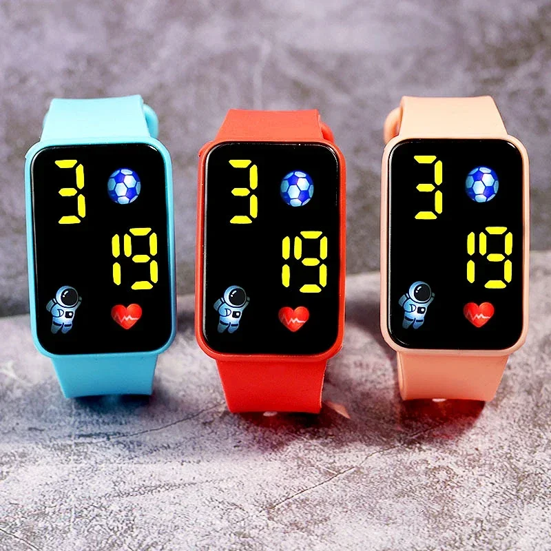 2024 New Square Large Screen Smart Touch Children Electronic Watch Cartoon Astronaut Student Digital Watch Girls Boys Kids Clock