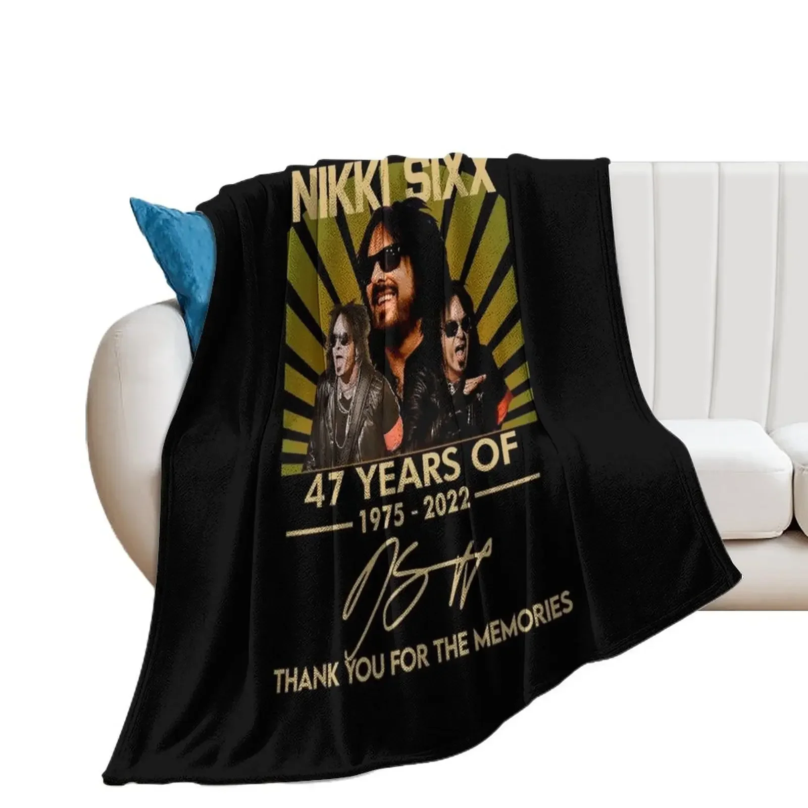 Nikki Sixx 45 Years Of 1975 2020 Thank You For The Memories Signatures Customize Throw Blanket Plush Furry Blankets