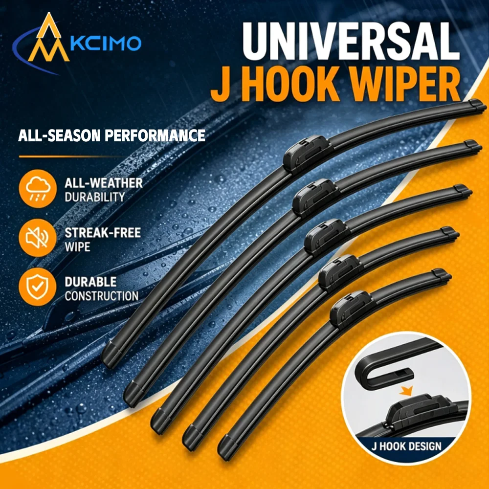 Kcimo 1Pc U‑J Hook Boneless Windshield Wiper Blade Soft Rubber Quiet Car Wiper Durable Clear Wiping 14‑22 Inch Size Options