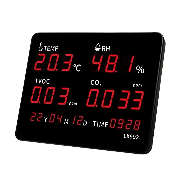 Thermohygrometer, Carbon Dioxide Indoor Air Quality Formaldehyde Detection Monitor LX992-A
